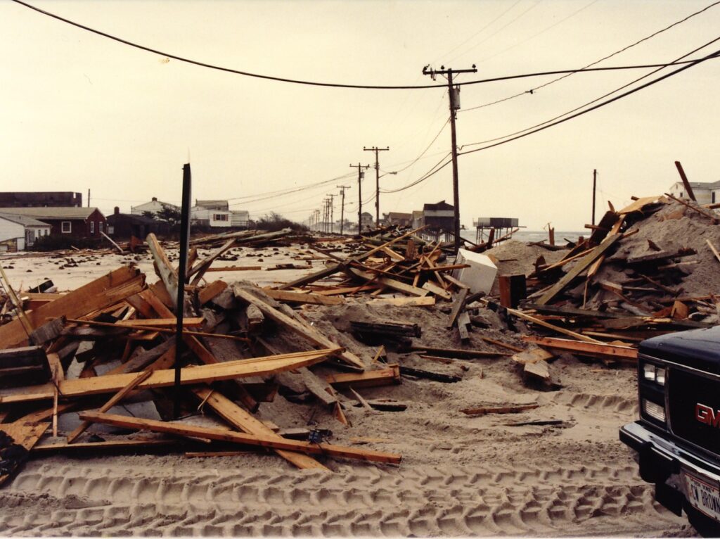 Construction debris on Dune Road West Hampton Dunes