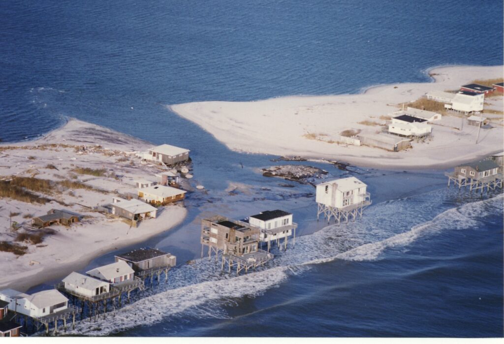 ocean to bay breach on Dune Road in west Hampton Dunes